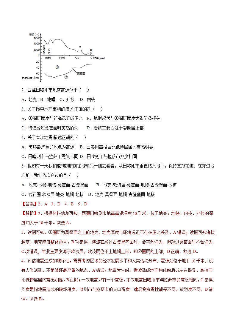 1.4地球的圈層結(jié)構(gòu)（同步練習(xí)）（解析版）-【上好課】2022-2023學(xué)年高一地理同步備課系列（人教版2019必修第一冊(cè)）第2頁(yè)