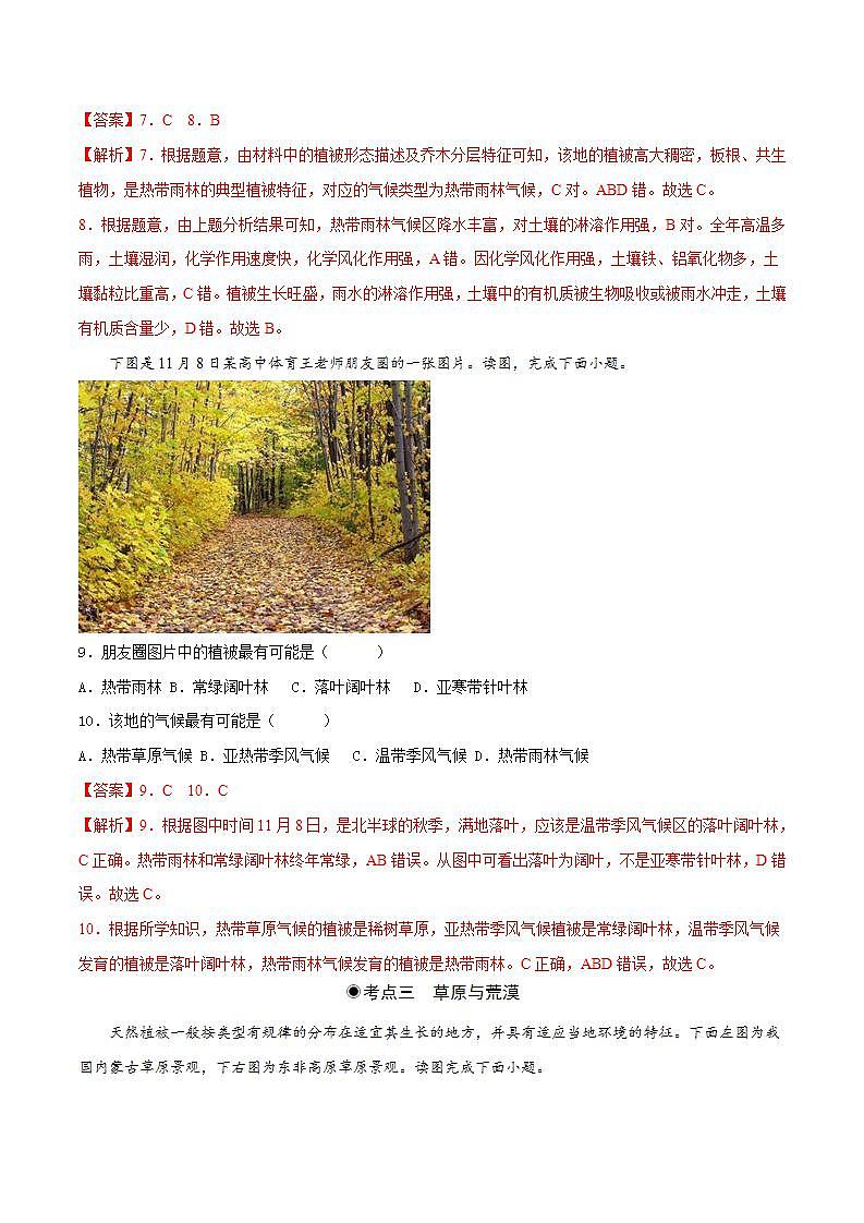 5.1 植被（分層練習(xí)）解析版-【上好課】2022-2023學(xué)年高一地理同步備課系列（人教版2019必修第一冊）第3頁