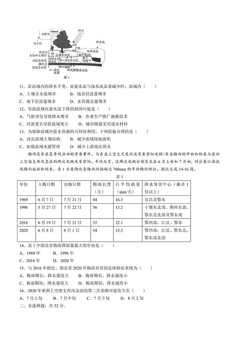 福建省漳州市2022-2023学年高三下学期高考第二次质量检测地理试题及答案03