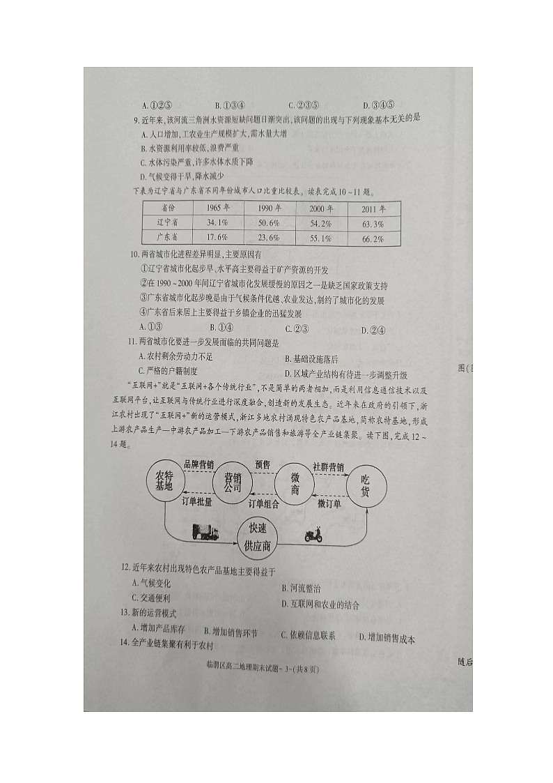 陕西省渭南市临渭区2022-2023学年高二上学期期末考试地理试题03