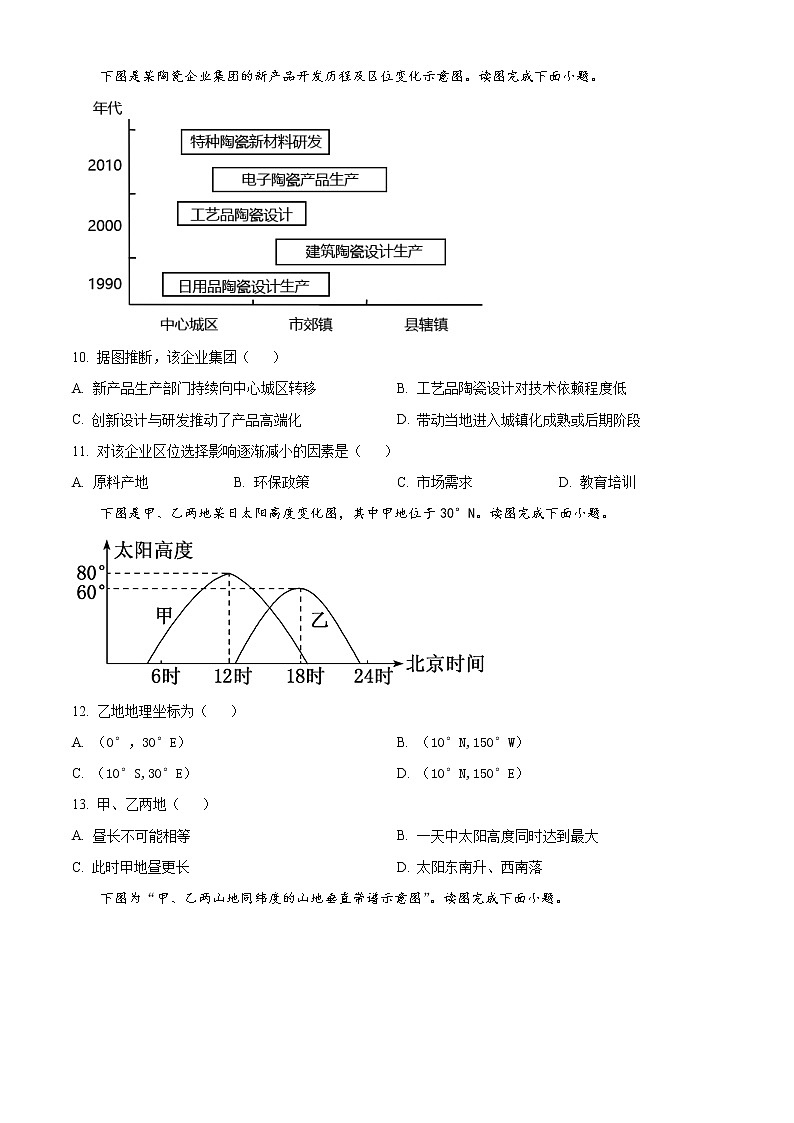 2023湛江高二上学期期末地理试题含答案03