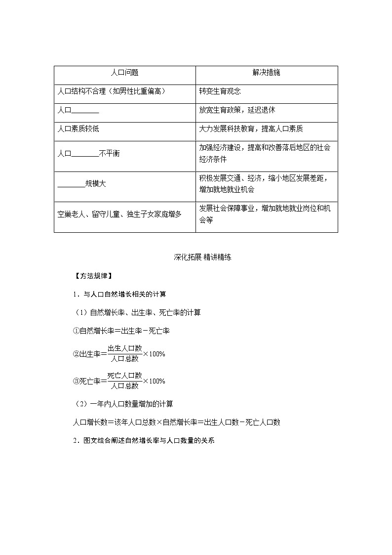 湘教版高考地理二轮复习第19讲人口增长模式人口合理容量学案03