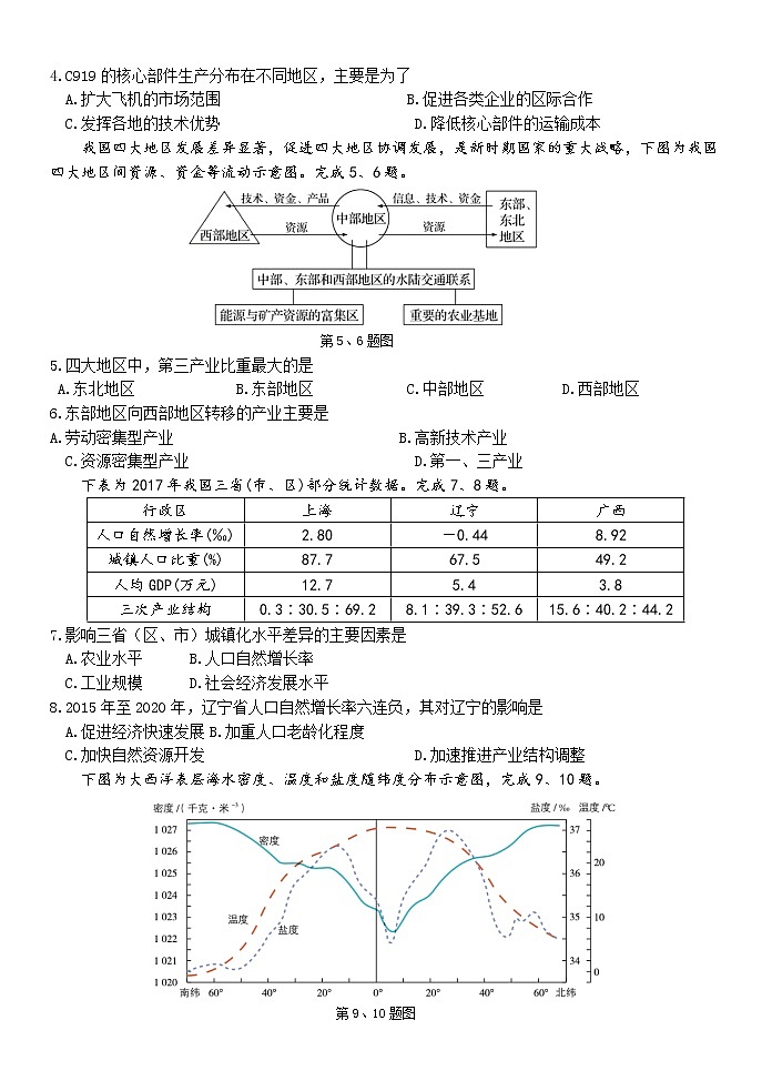 2022湖州三贤联盟高一下学期期中联考地理试题含答案02