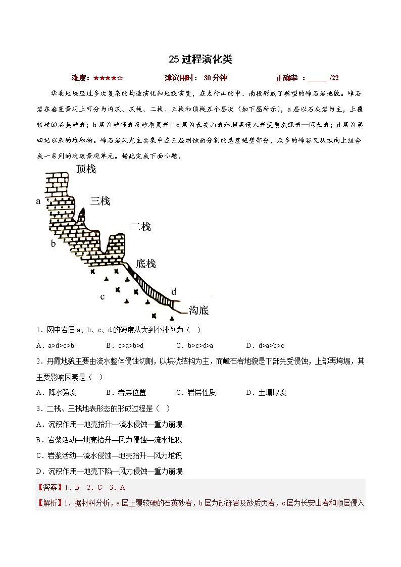 25過程演化類——【備考2023】高考地理小題集訓(xùn)（新高考專用）（解析版）第1頁