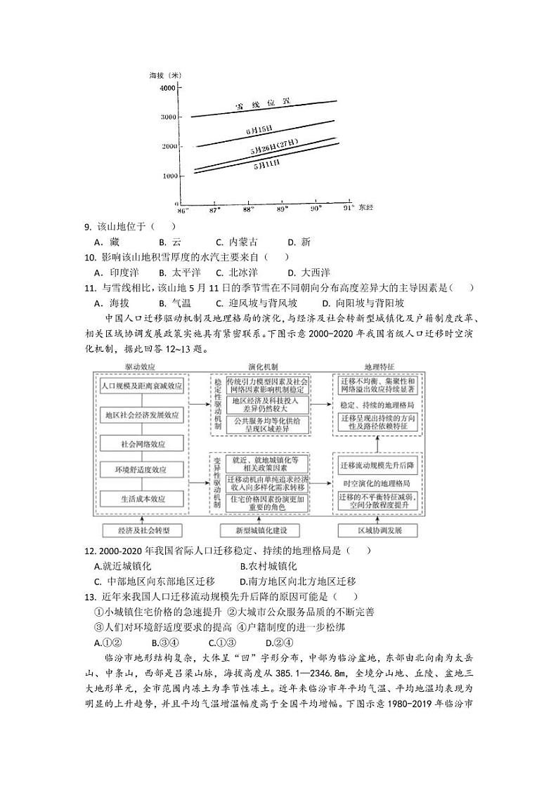 广东省六校2022-2023学年高三下学期第四次联考地理试题  PDF版无答案第3页