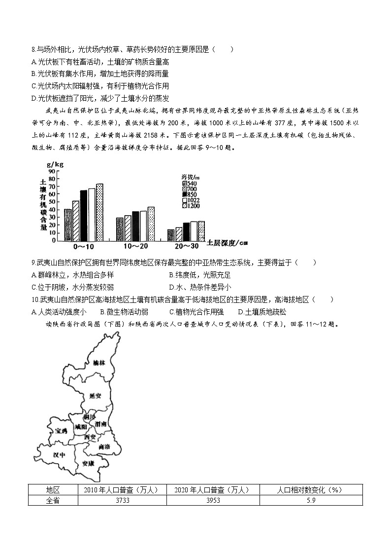 2023天津市部分区高三下学期质量调查(一)(一模)地理试题含答案03