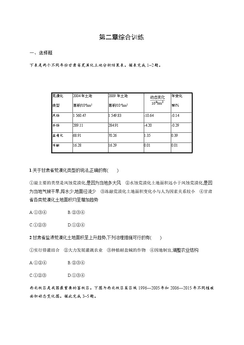 人教版高中地理选择性必修2区域发展第二章综合训练习题含答案第1页