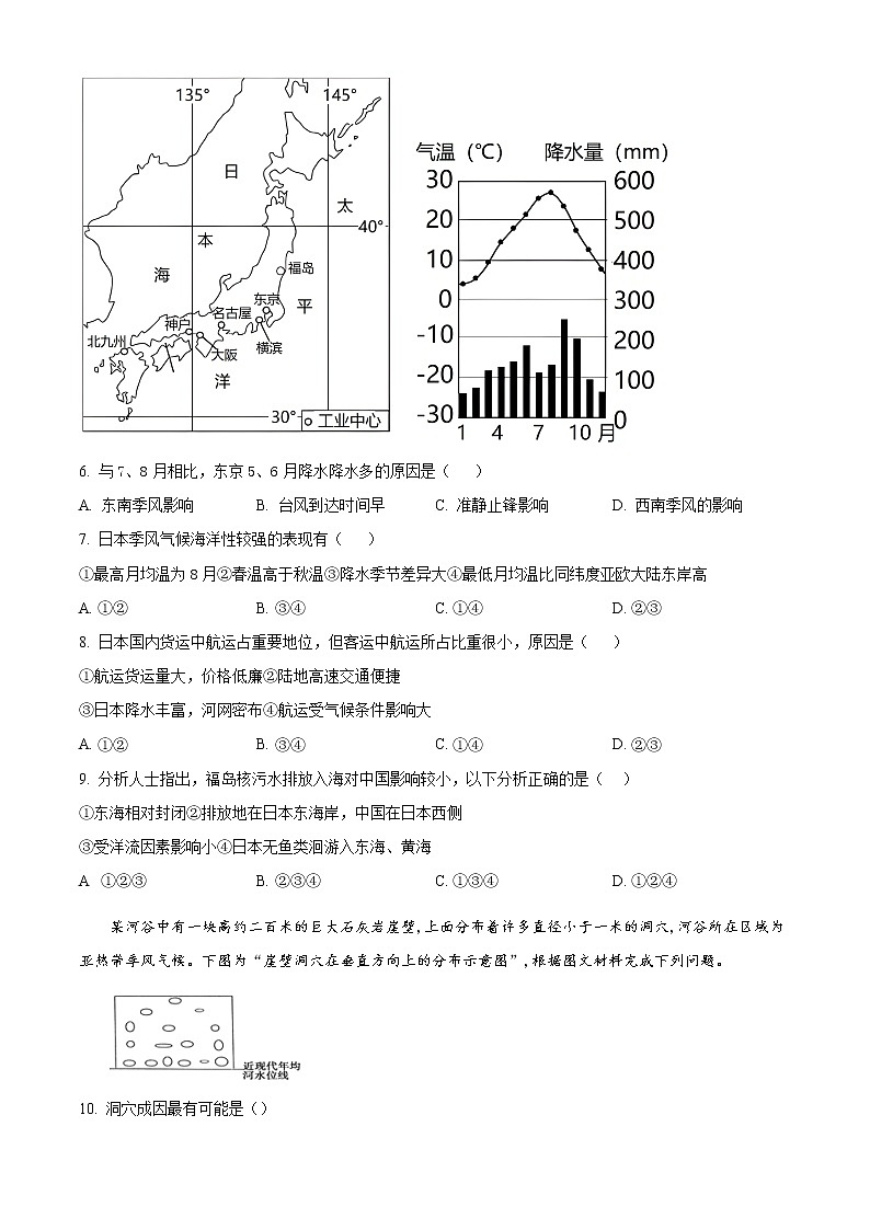 四川省泸州市泸县第一中学2022-2023学年高二下学期3月月考地理试题(原卷版)第3页