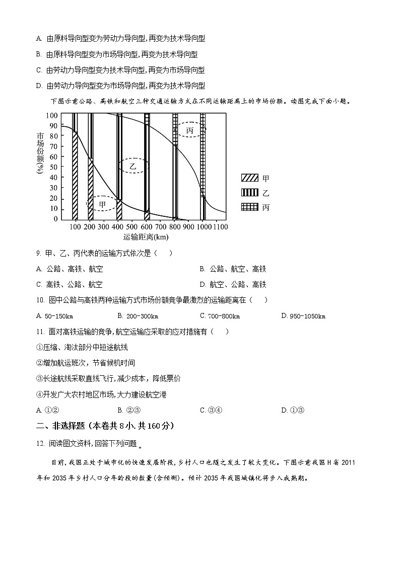 四川省眉山市2021-2022学年高一下学期期末文综地理试题无答案第3页