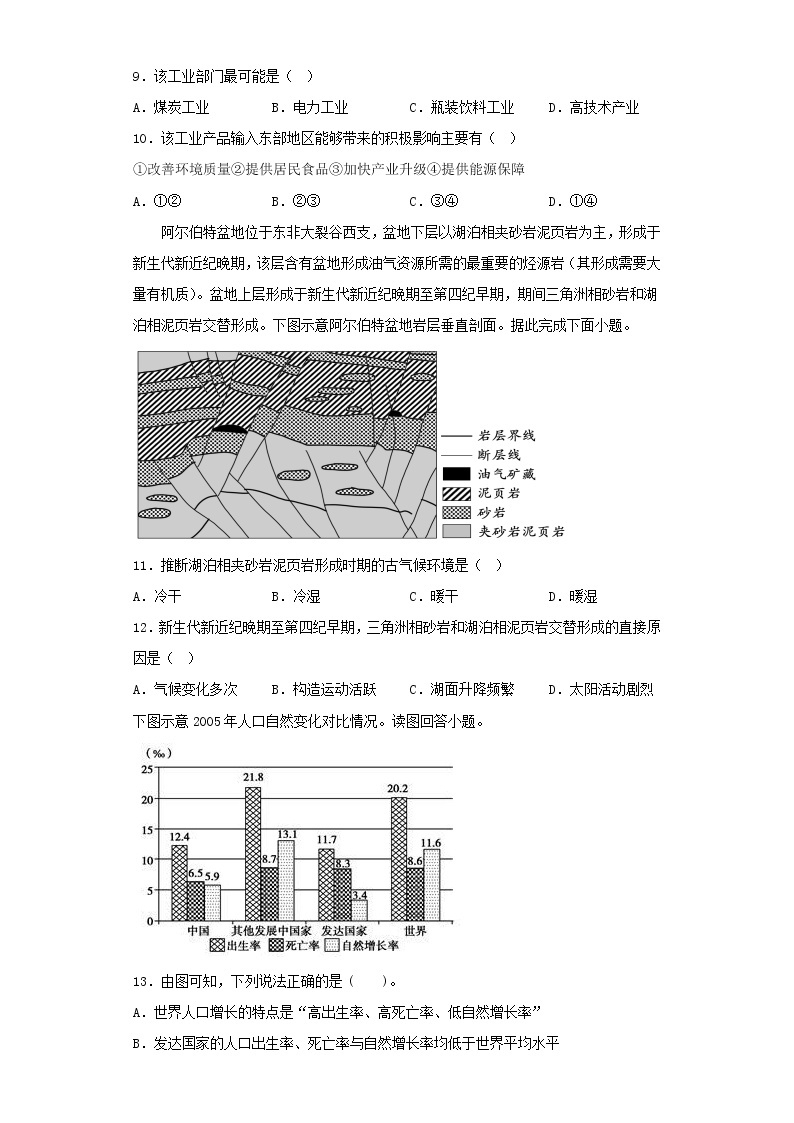 2022-2023学年天津市河东区高考一模地理试卷（含解析）03