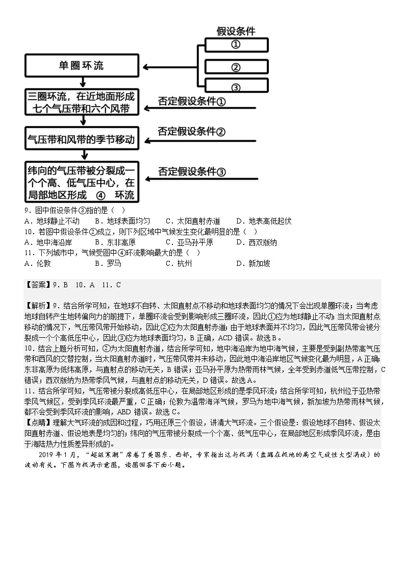 人教版选择性必修一第三章大气运动第二节气压带与风带 试卷03