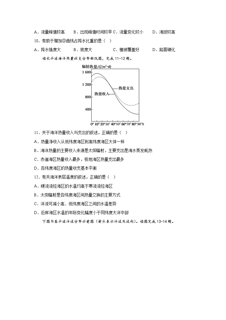 第四章 水的运动 单元基础卷 (原卷版)第3页