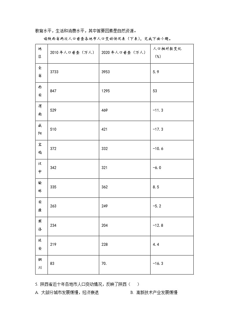 安徽省合肥市六校联盟2022-2023学年高一地理下学期期中联考试题(Word版附解析)03