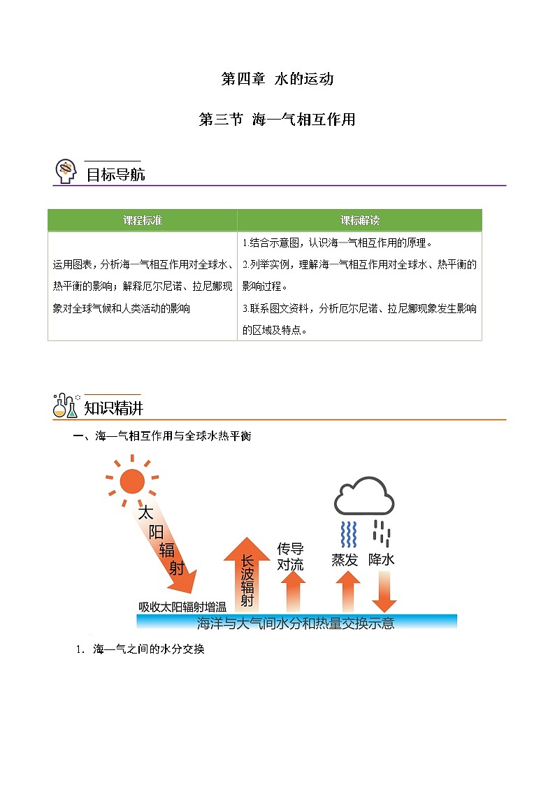 4.3 海—气相互作用(教师版)-高二地理同步精品讲义(人教版2019选择性必修1)01