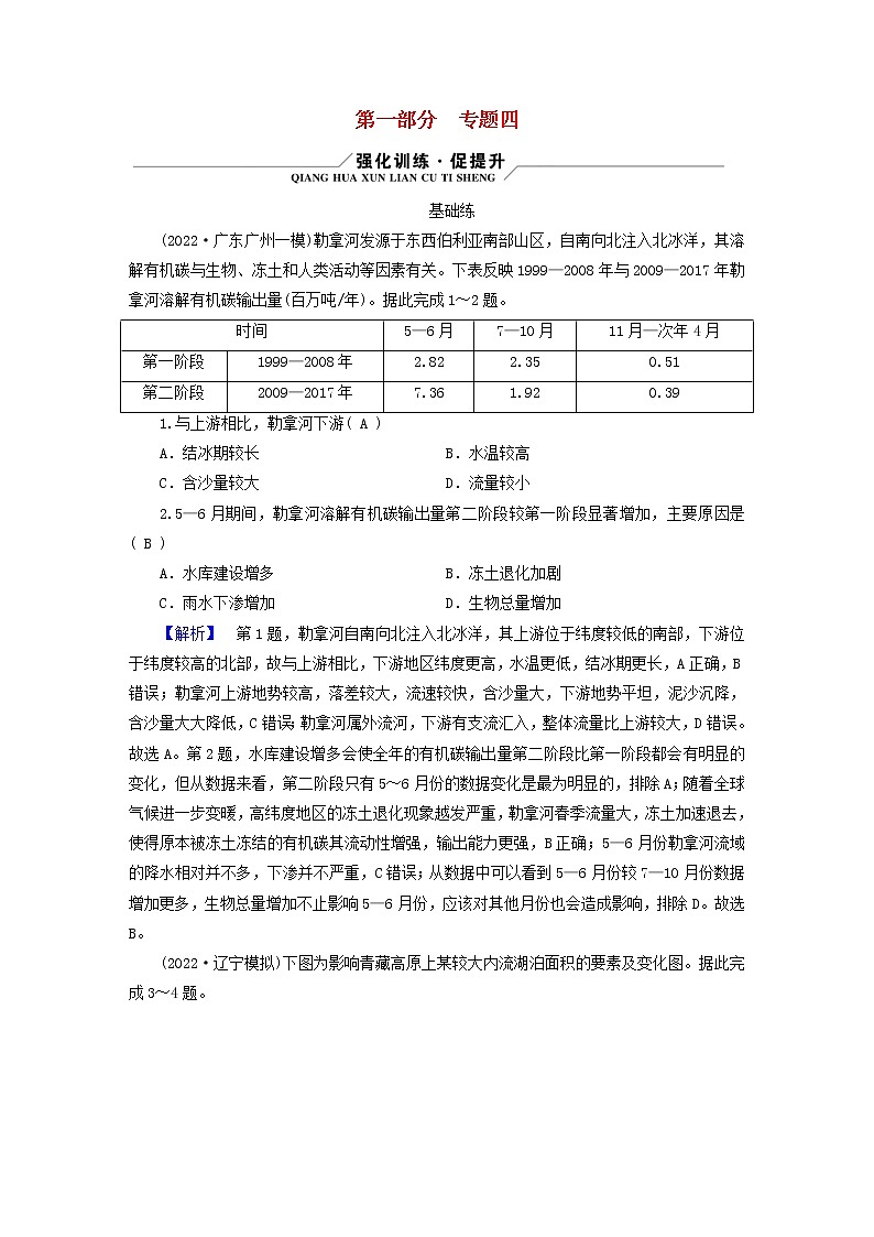 (新高考适用)2023版高考地理二轮总复习 第1部分 专题突破篇 专题4 水圈与水循环第1页