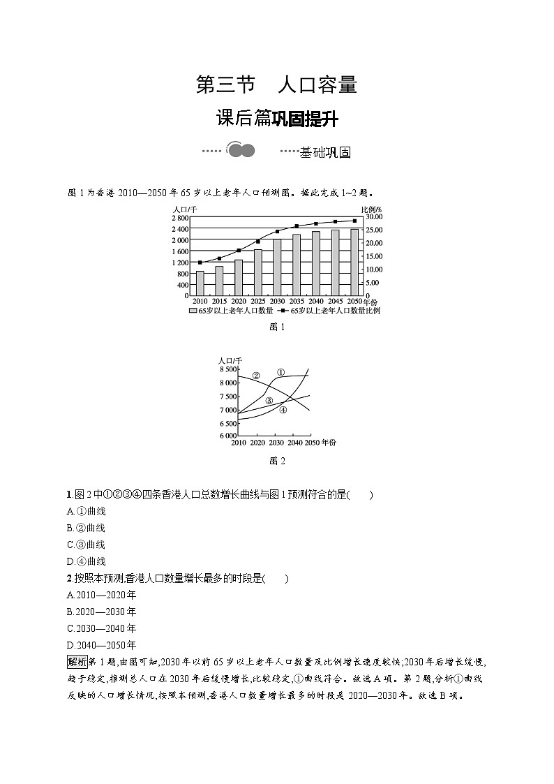 第一章 第三节 人口容量 试卷01
