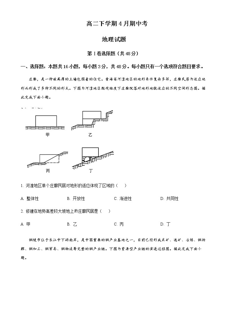 安徽省A10聯(lián)盟2022-2023學(xué)年高二下學(xué)期期中地理試題  Word版無答案第1頁