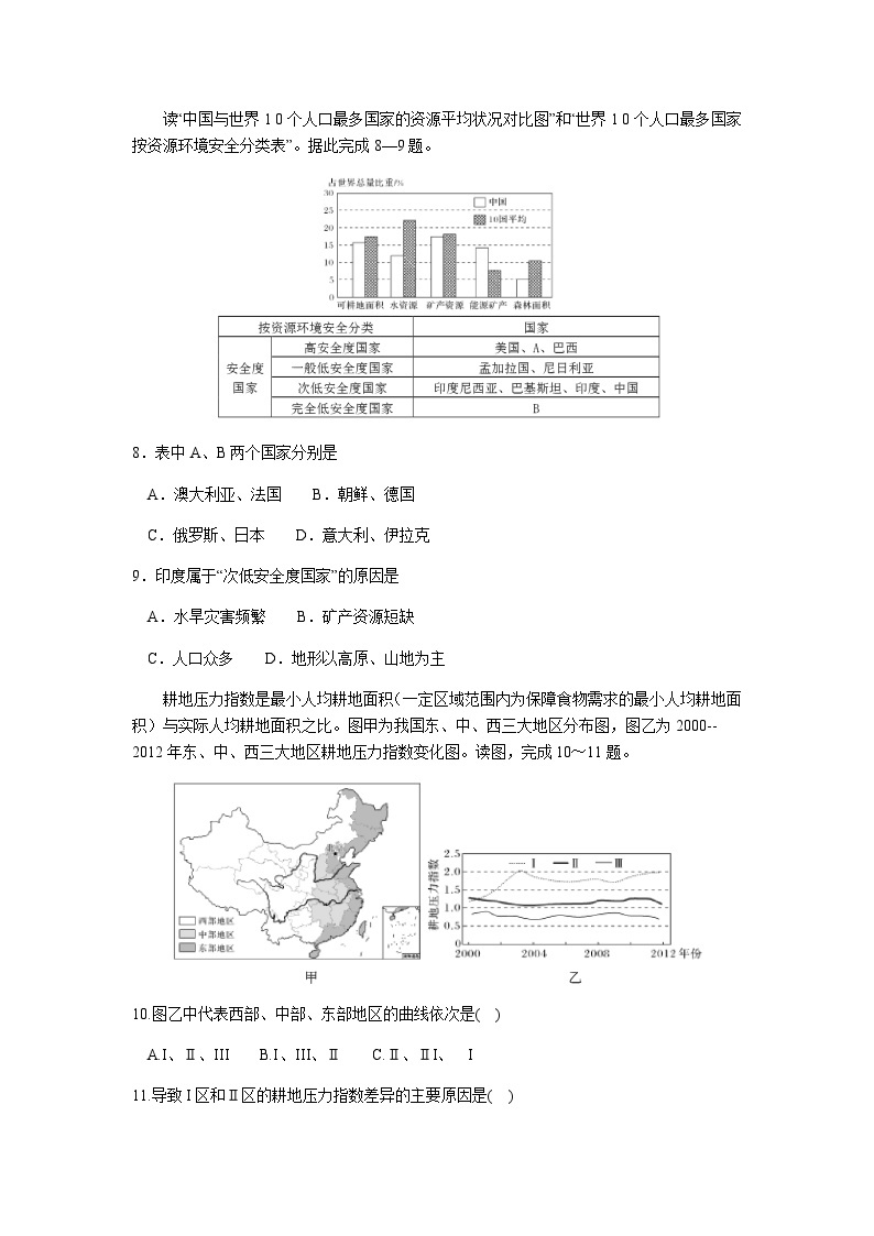 2022-2023学年江苏省徐州市高二下学期期中考试地理含答案03