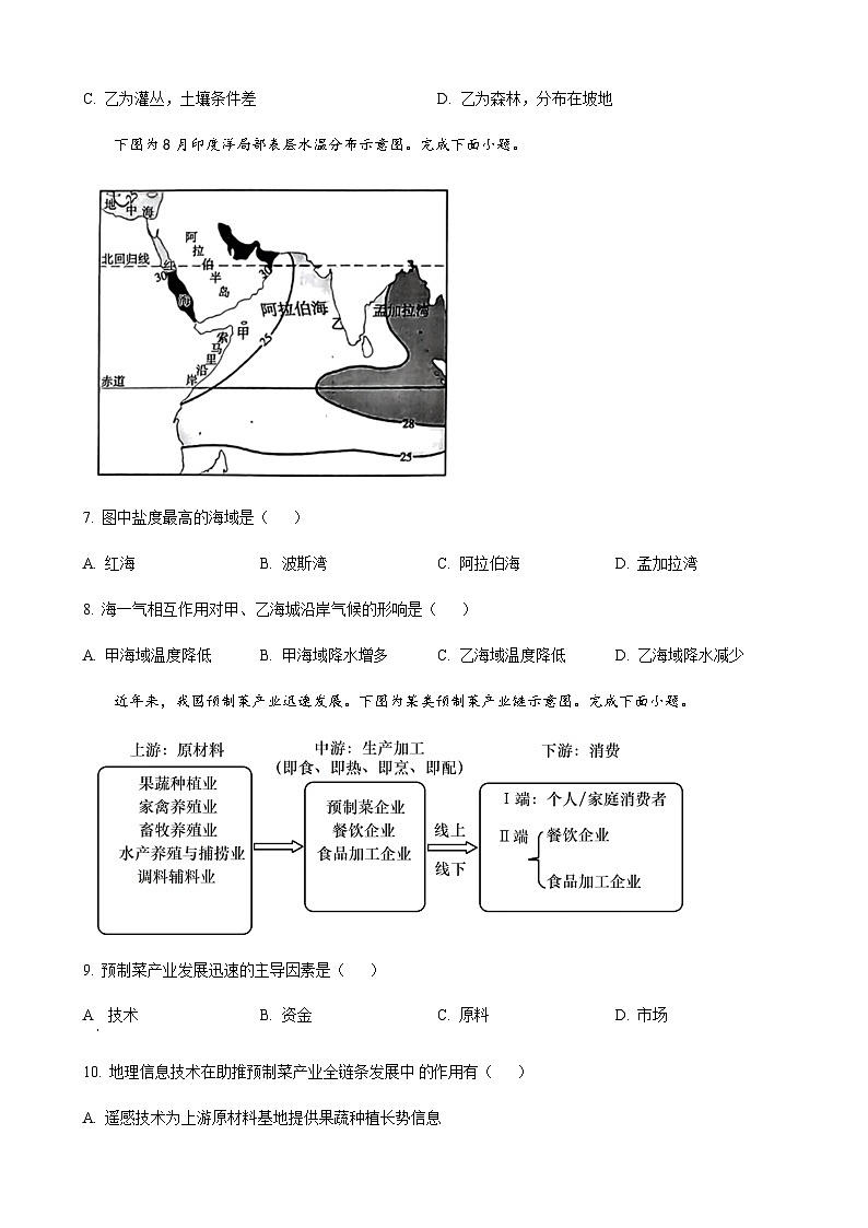 2023届浙江省杭州高中强基联盟高三仿真模拟地理试题(一)含答案第3页