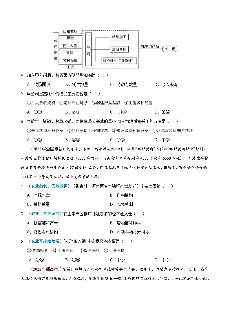 专题10 农业——【全国通用】近10年(2013-2022)高考地理真题分项汇编原卷版第2页
