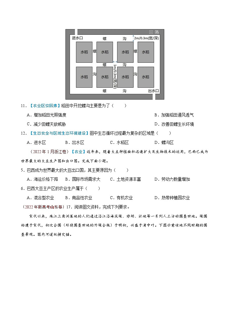 专题10 农业——【全国通用】近10年(2013-2022)高考地理真题分项汇编原卷版第3页