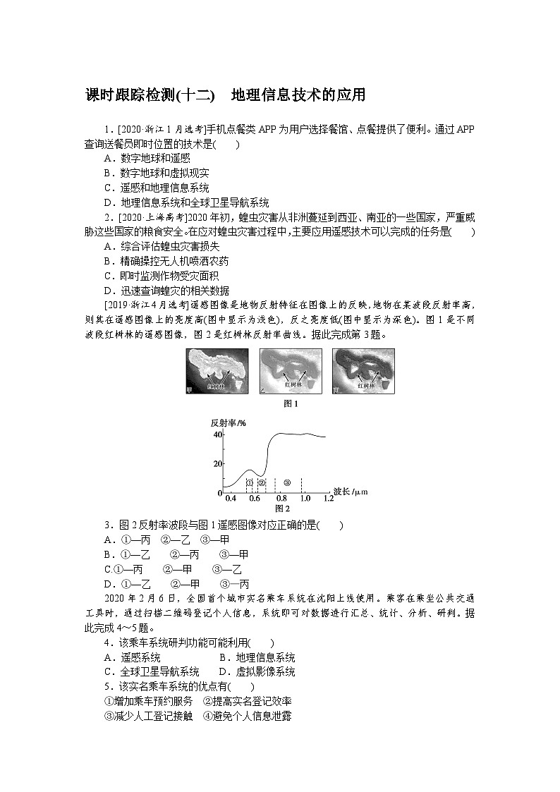课时跟踪检测(十二) 地理信息技术的应用01