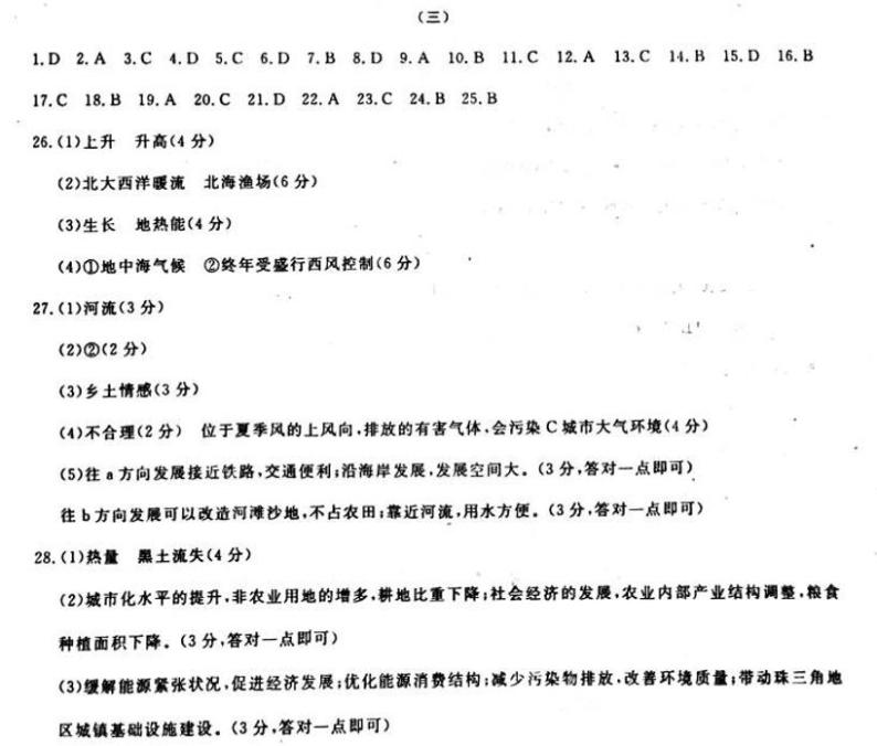 2020年湖南省普通高中学业水平合格性考试模拟信息卷三 地理 PDF版01