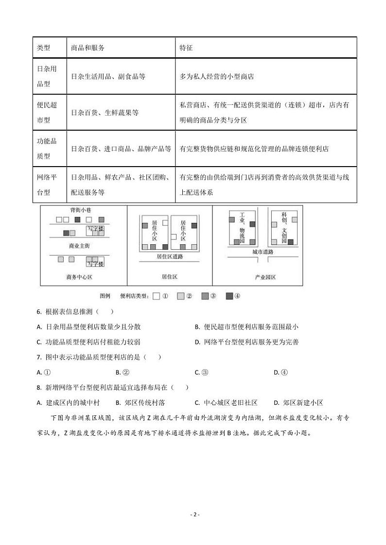 2023届山东省淄博市高三上学期第一次模拟考试地理试题(PDF版)第2页