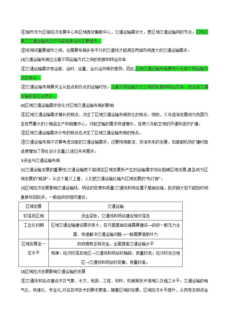 (人教版2019必修二)第四单元 交通运输布局与区域发展——2023年高中地理学业水平考试专项精讲+测试03
