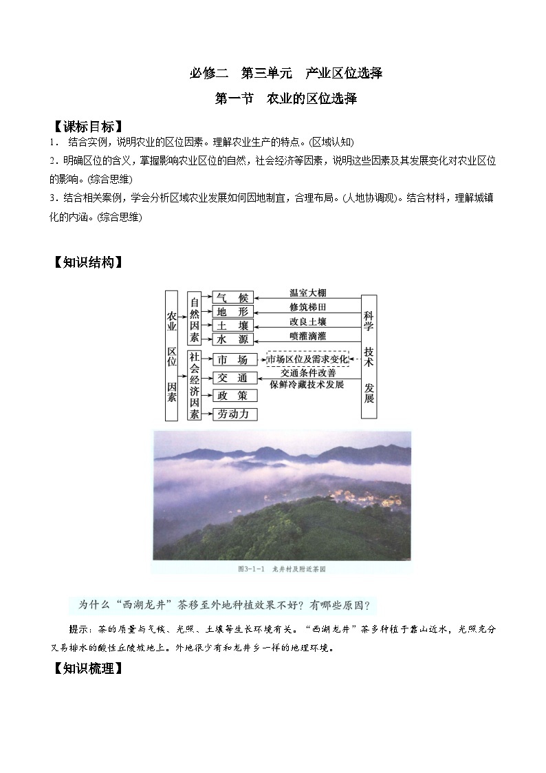 第三单元  产业区位选择-——【期末复习】高一地理单元知识点梳理（鲁教版2019必修第二册）01