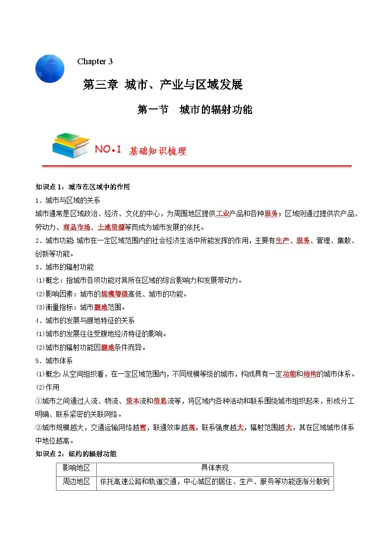 第三章 城市、产业与区域发展——【期末复习】高中地理全册单元知识点梳理（人教版2019选择性必修2）01