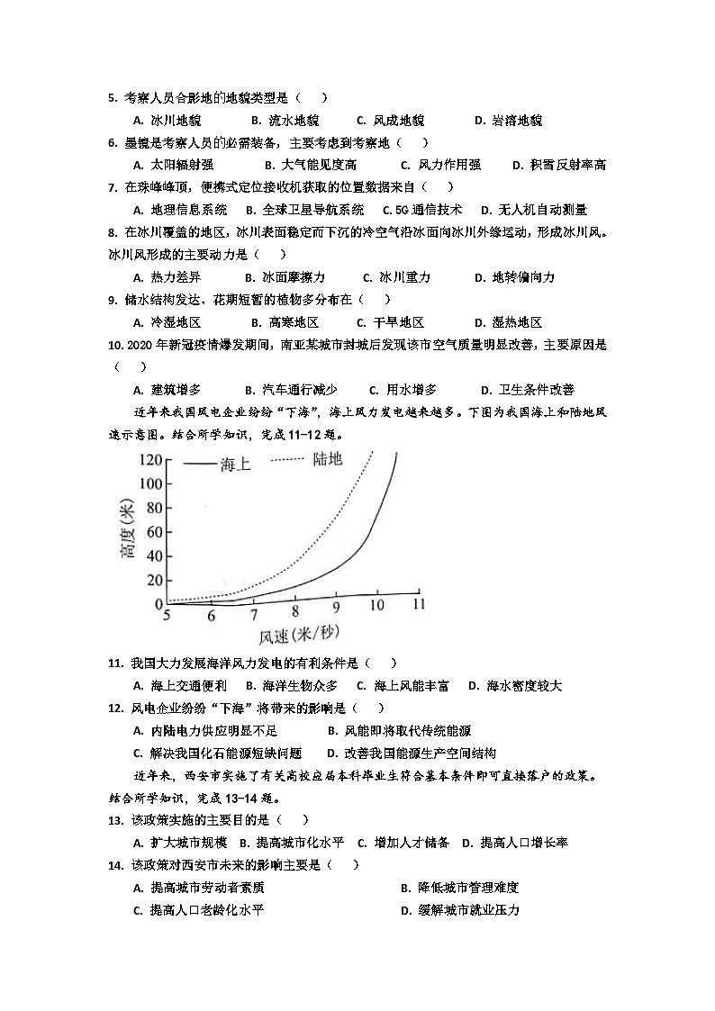 高一学业水平合格性考试模拟地理试卷(含答案)02