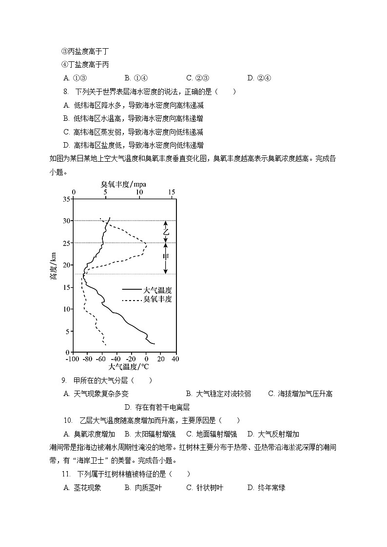 2022-2023学年浙江省温州市高一(上)期末地理试卷(A卷)(含解析)03