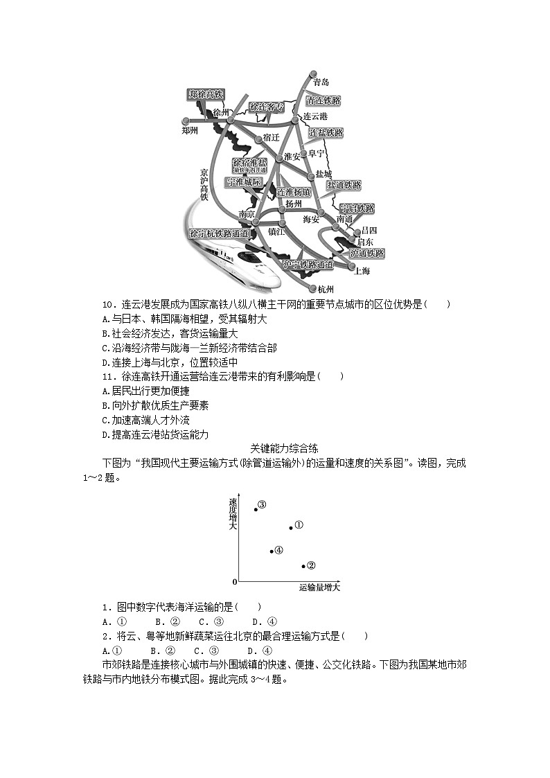 2023版新教材高中地理第四章区域发展战略第一节交通运输与区域发展课时作业湘教版必修第二册第3页