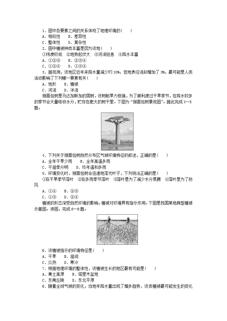 2023版新教材高中地理第五章自然環(huán)境的整體性與差異性第一節(jié)自然環(huán)境的整體性課時作業(yè)湘教版選擇性必修1第3頁