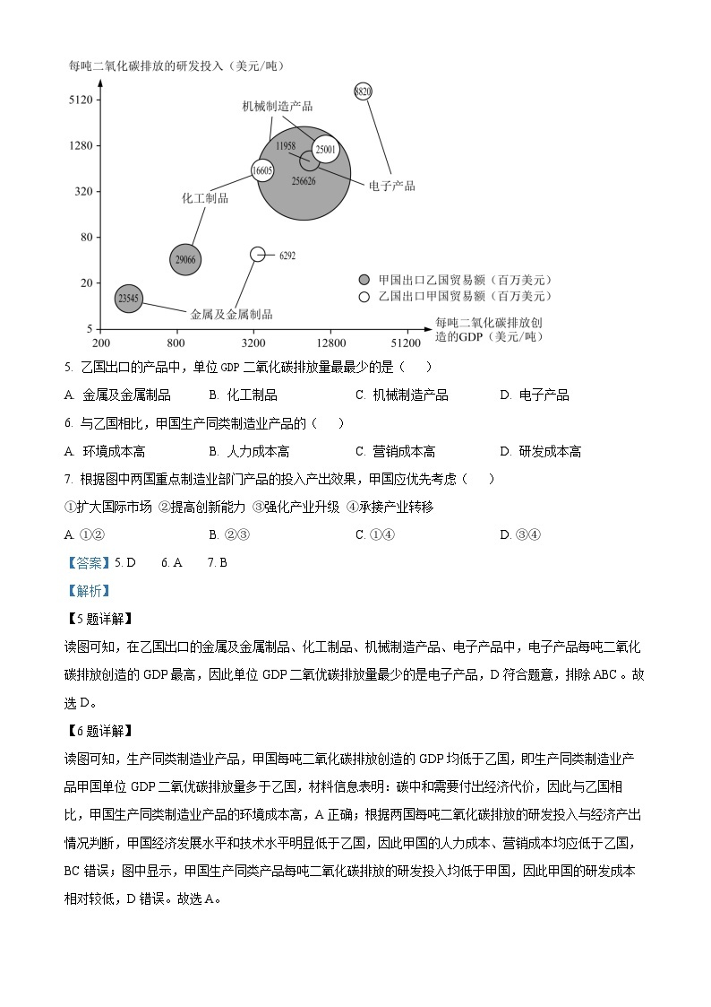 2023年新高考湖南省地理高考真题及答案解析03