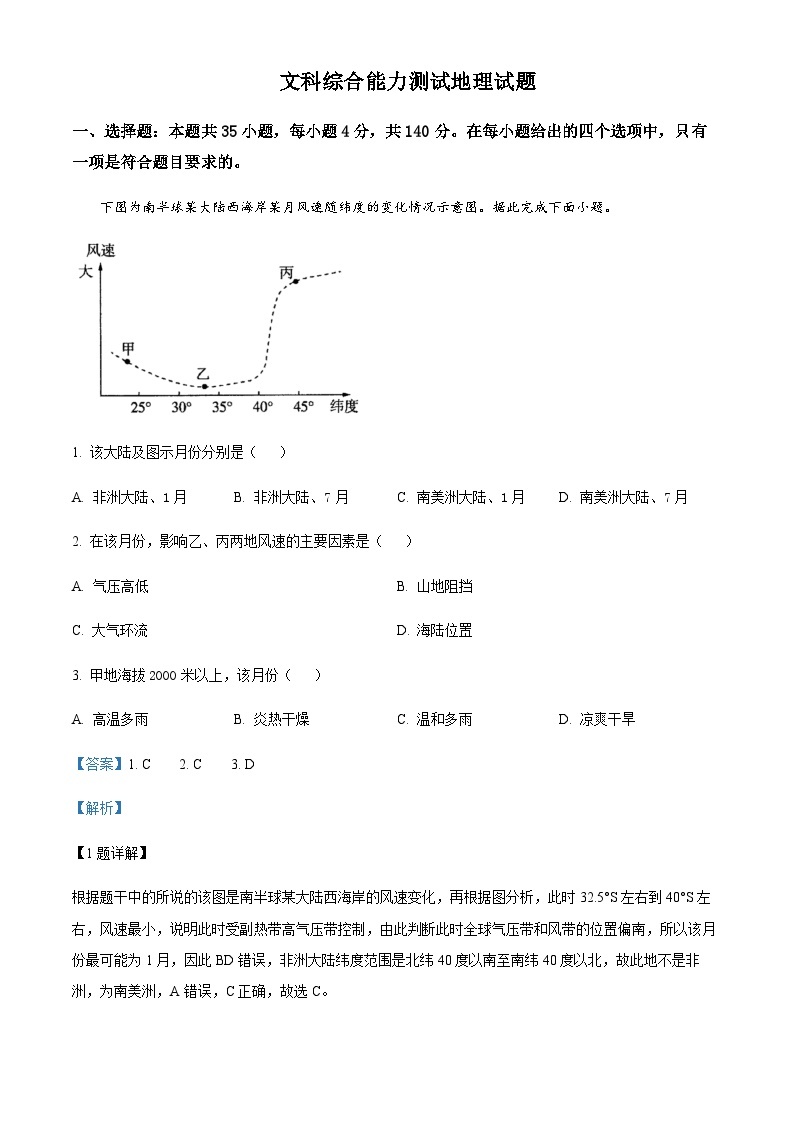 2022-2023学年吉林省通化市梅河口市第五中学高三（火箭班）二模文综地理试题含解析01