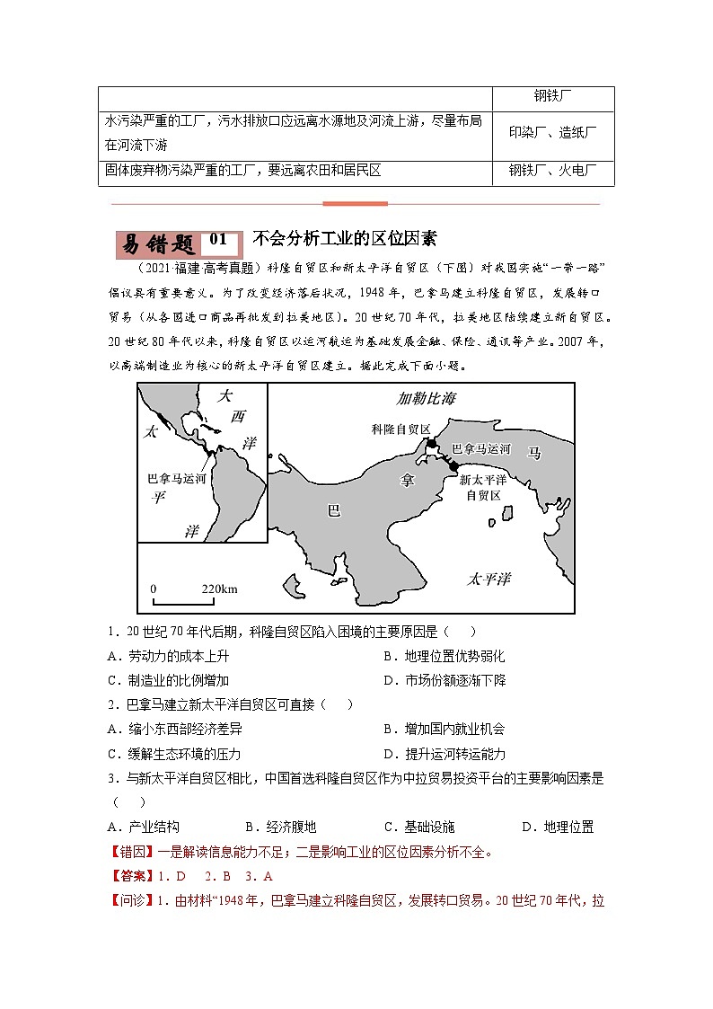 易错点10 工业与服务业的区位选择-备战2022年高考地理考试易错题(解析版)第3页