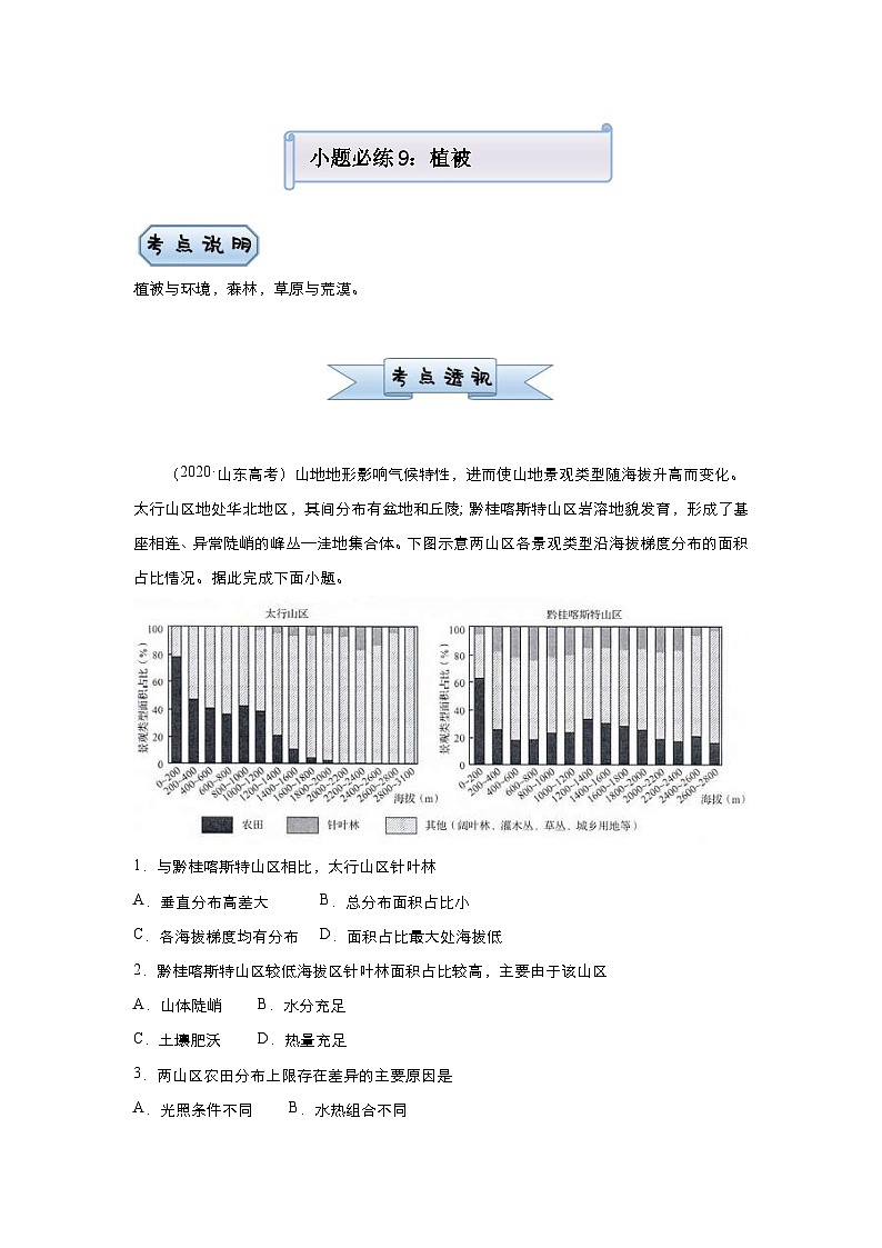 (新高考)高考地理二轮复习小题必练9 植被(含解析)第1页
