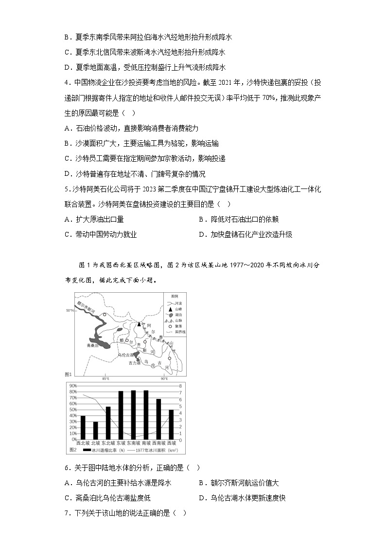 2023届吉林省通化市梅河口市第五中学高考模拟预测文综地理试题（含解析）02