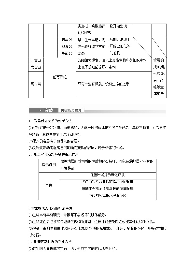 2023年高考地理一轮复习(新人教版) 第1部分 第2章 第1讲 课时6 地球的历史 (含详解) 试卷02