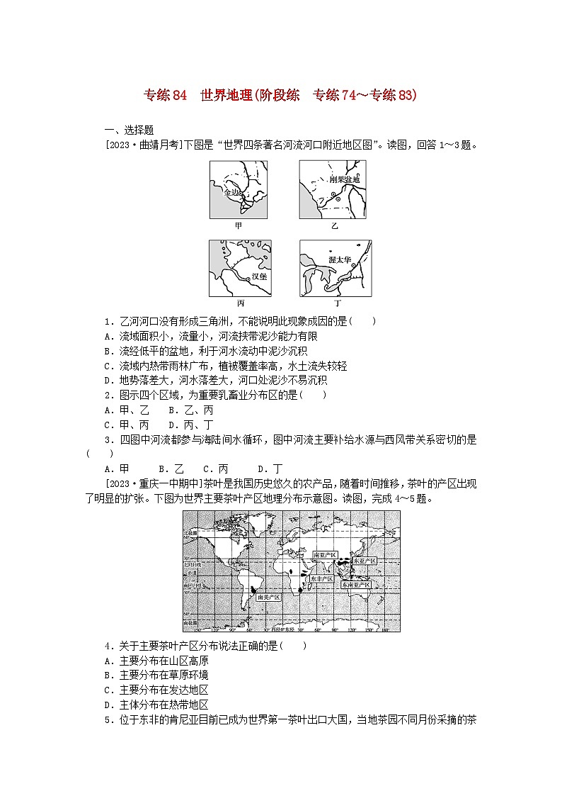 新高考2024版高考地理一輪復習微專題小練習專練84世界地理第1頁