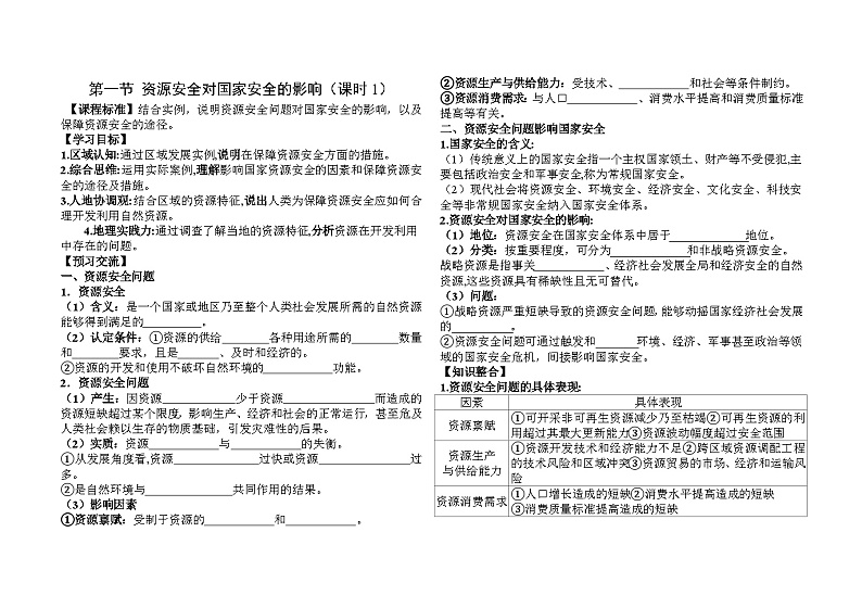 2023人教版选择性必修3第二章 资源安全与国家安全第一节资源安全对国家安全的影响第1页