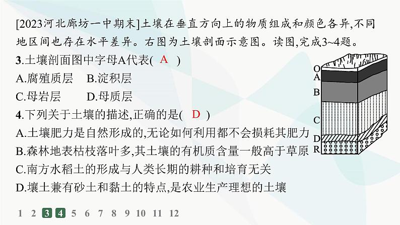 人教版高中地理必修第一册第5章植被与土壤第2节土壤分层作业课件第4页