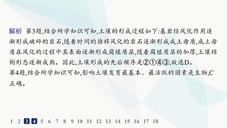 湘教版高中地理必修第一册第五章地球上的植被与土壤第2节土壤的形成分层作业课件第6页