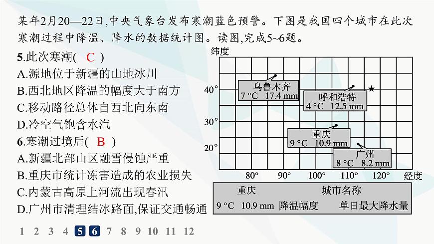 人教版高中地理必修第一冊(cè)第6章自然災(zāi)害第1節(jié)第2課時(shí)臺(tái)風(fēng)災(zāi)害和寒潮災(zāi)害分層作業(yè)課件第6頁(yè)