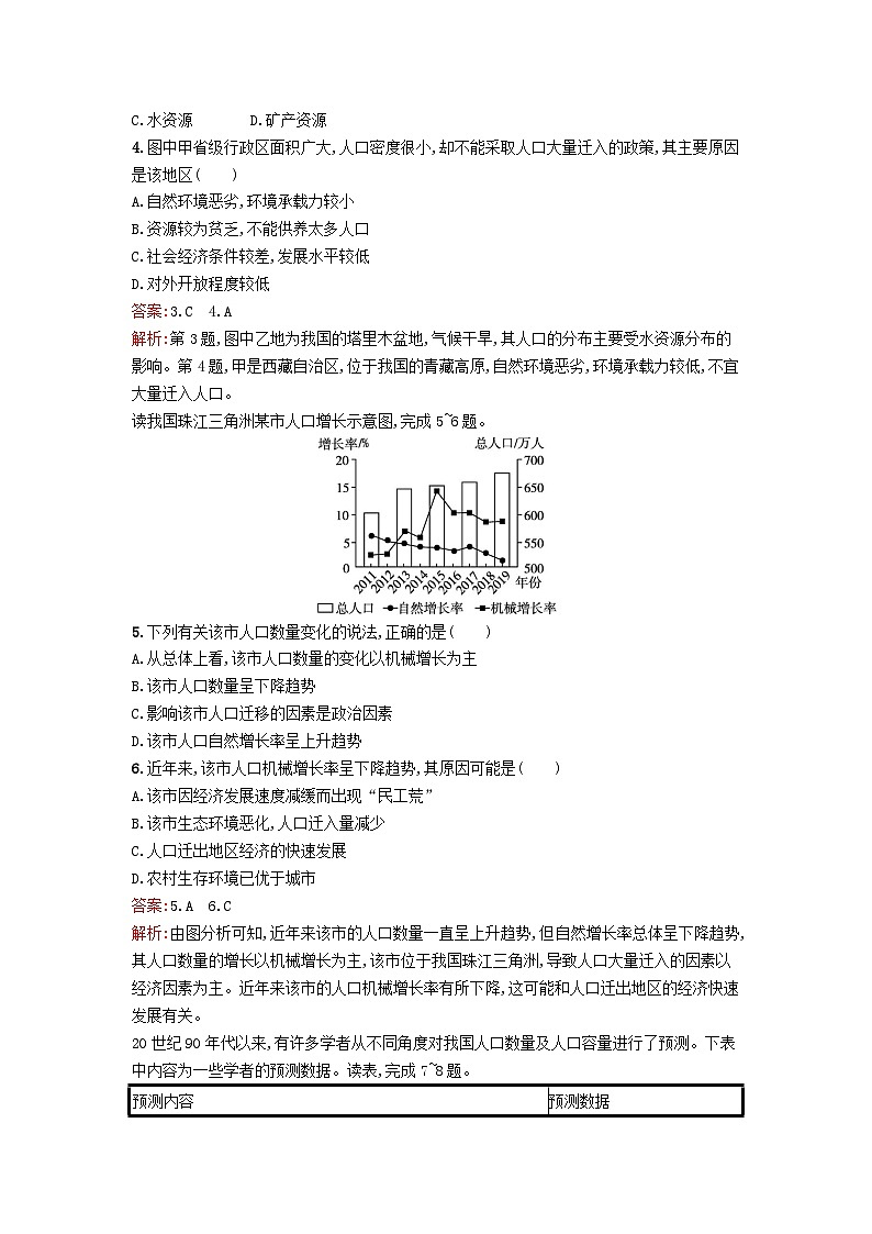 新教材2023年高中地理第1章人口与地理环境过关检测卷A湘教版必修第二册第2页