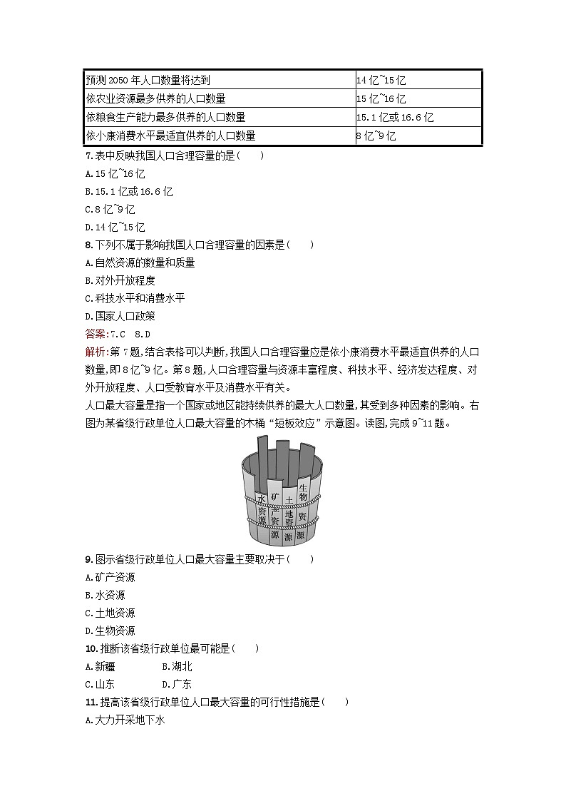 新教材2023年高中地理第1章人口与地理环境过关检测卷A湘教版必修第二册第3页