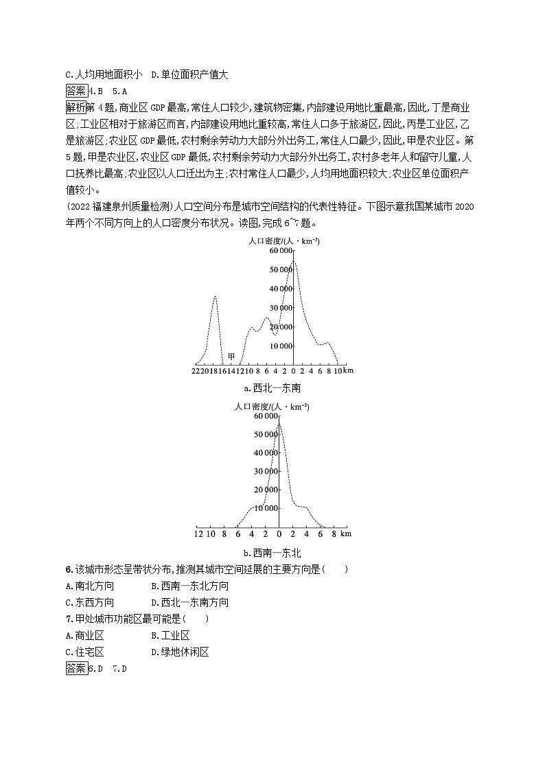 适用于新教材2024版高考地理一轮总复习第九章乡村和城镇考点规范练33乡村和城镇空间结构新人教版02