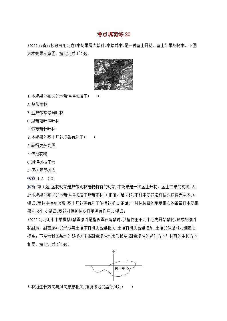 适用于新教材2024版高考地理一轮总复习考点规范练20湘教版第1页